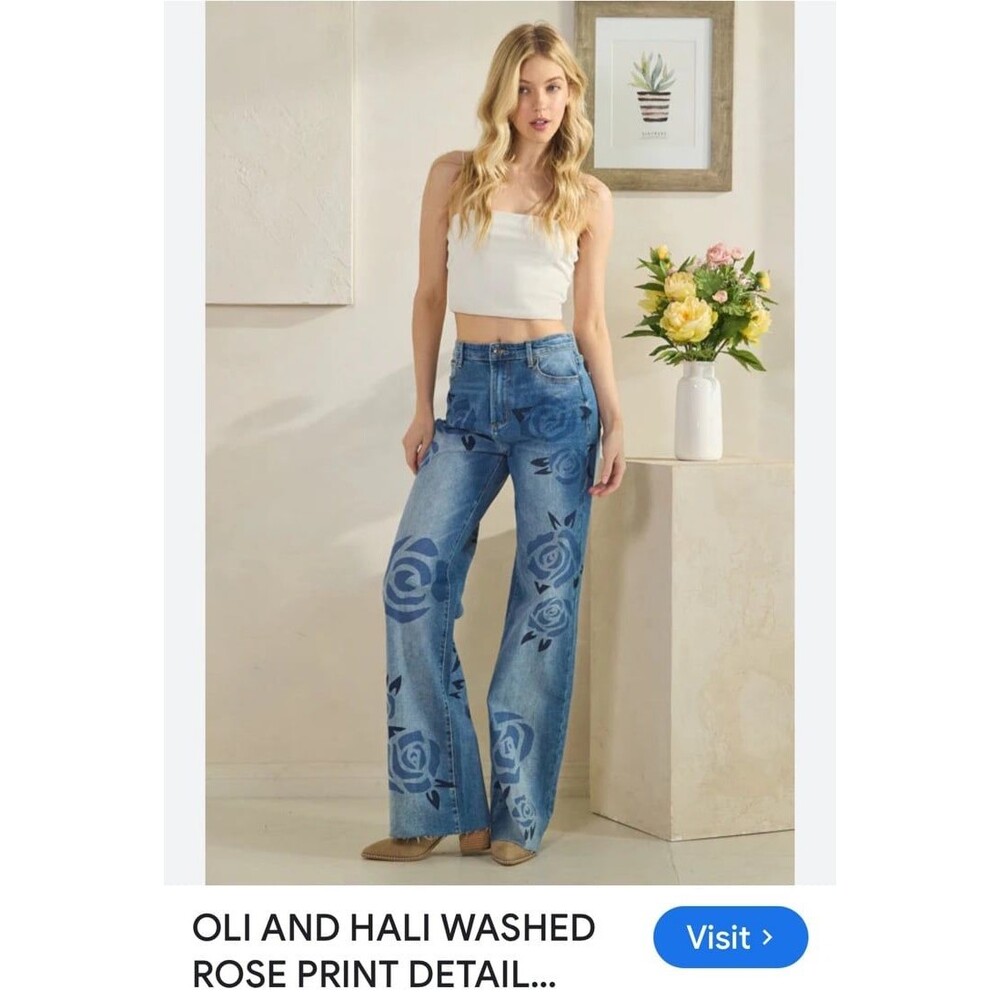 OLI HALI jeans OH jeans Oli and Hali pants OLI & HALI jeans rose floral jean 2/6